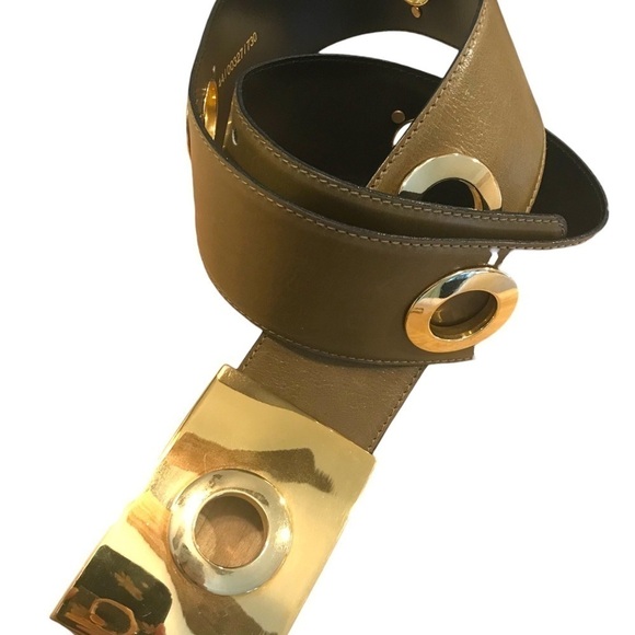 Escada Woman’s Belt Leather Large Buckle Wide Brown Tan Made In Western Germany - Picture 2 of 9